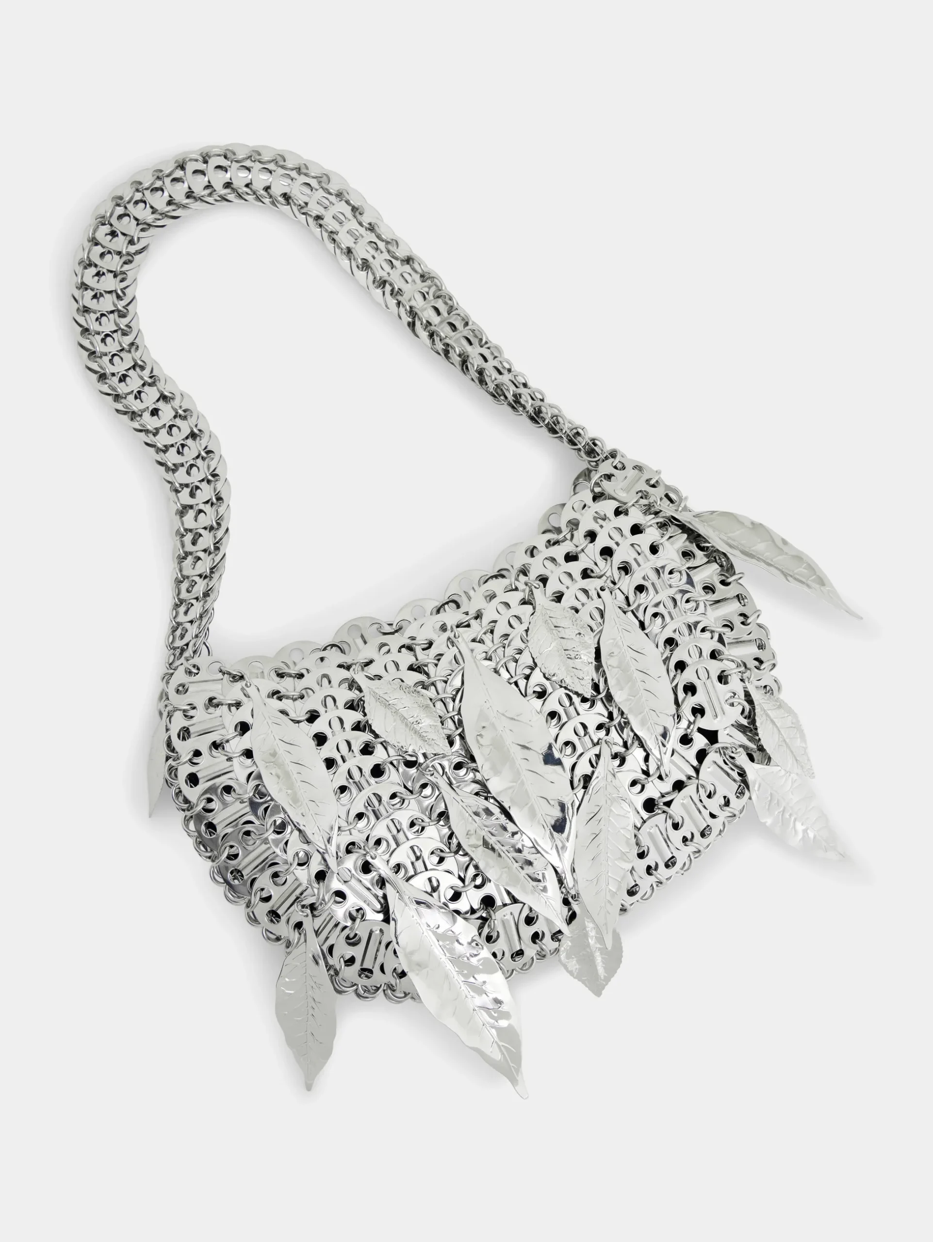 1969 SILVER MOON BAG METALLIC LEAVES | Rabanne Online