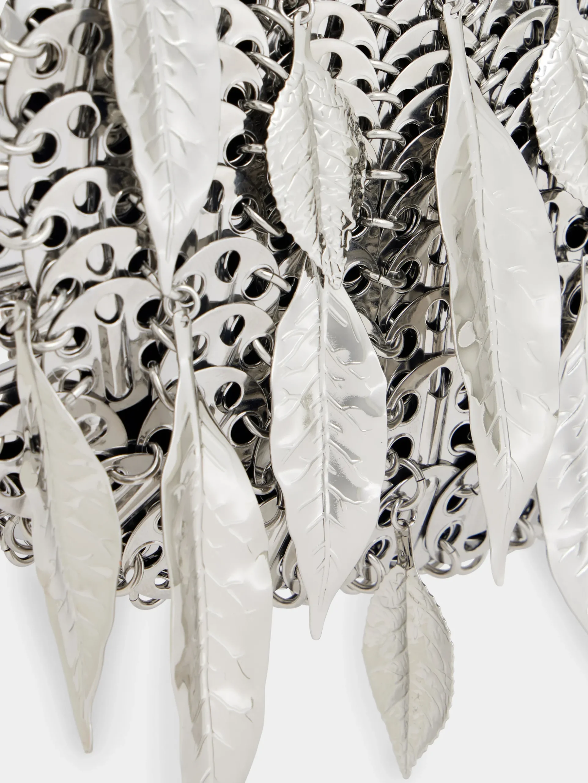 1969 SILVER MOON BAG METALLIC LEAVES | Rabanne Online