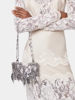 1969 SILVER NANO BAG METALLIC LEAVES | Rabanne Store