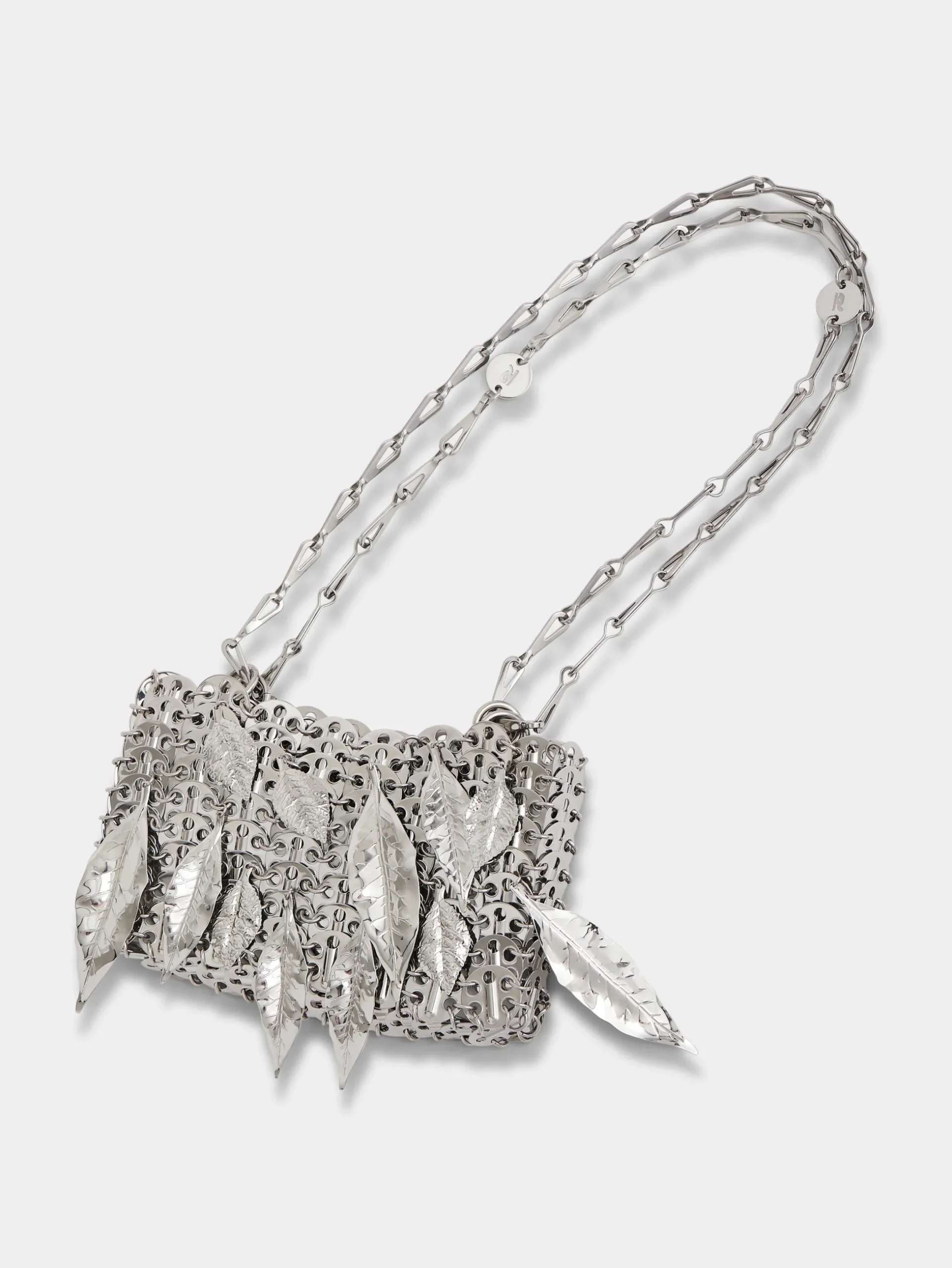 1969 SILVER NANO BAG METALLIC LEAVES | Rabanne Store