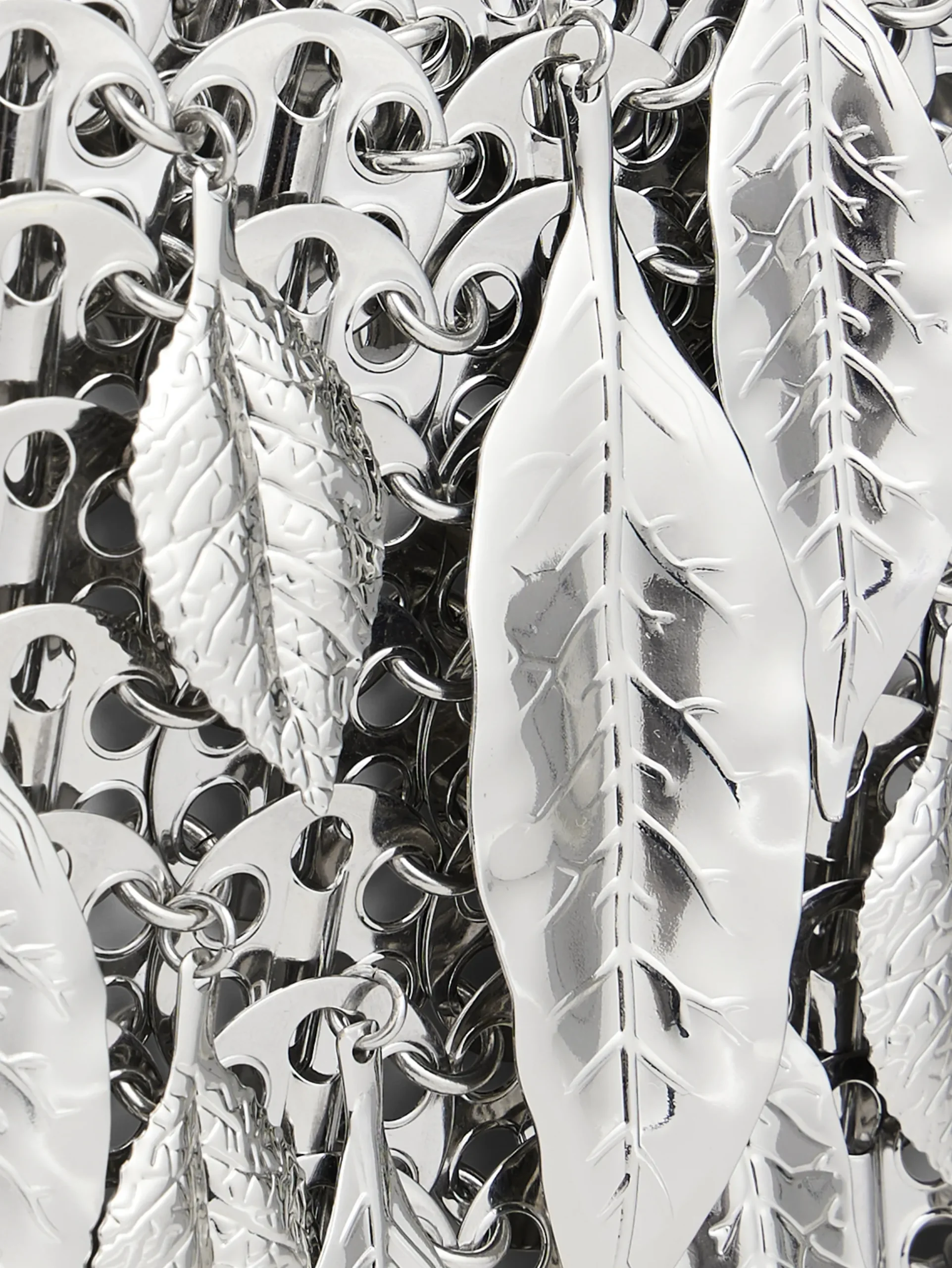 1969 SILVER NANO BAG METALLIC LEAVES | Rabanne Store
