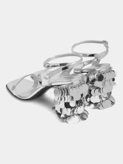 Silver sandals with sparkle discs heels | Rabanne Clearance