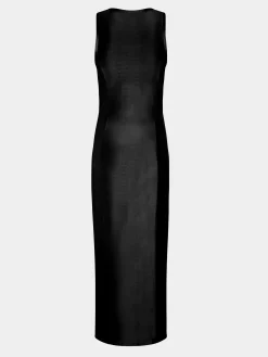 Sleeveless black drappé pression dress | Rabanne New