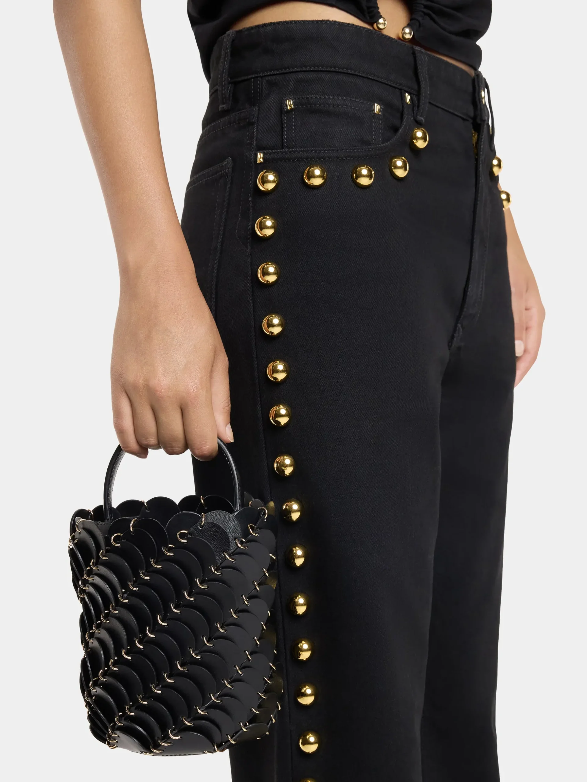 Small Black bucket Paco bag in leather | Rabanne New
