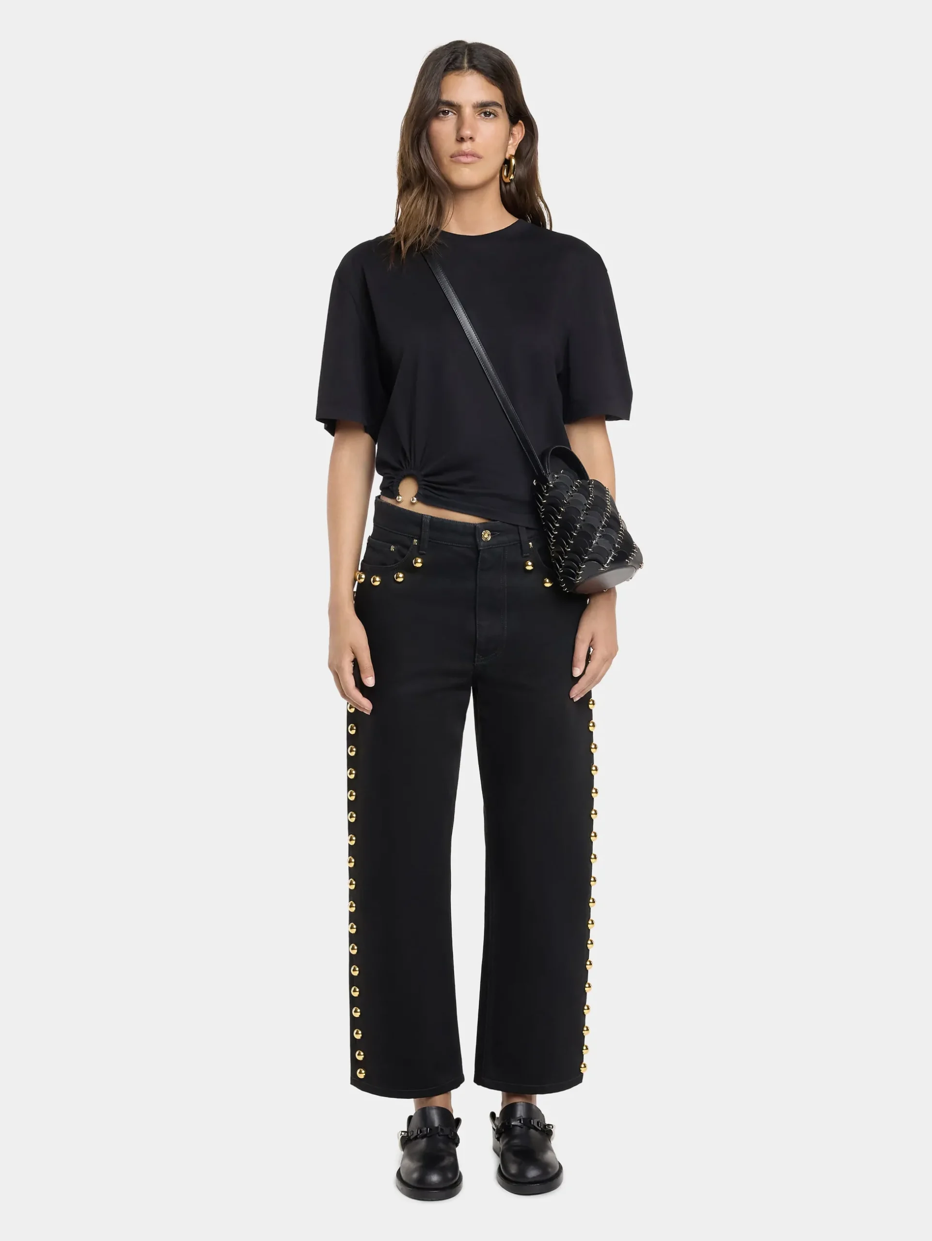 Small Black bucket Paco bag in leather | Rabanne New