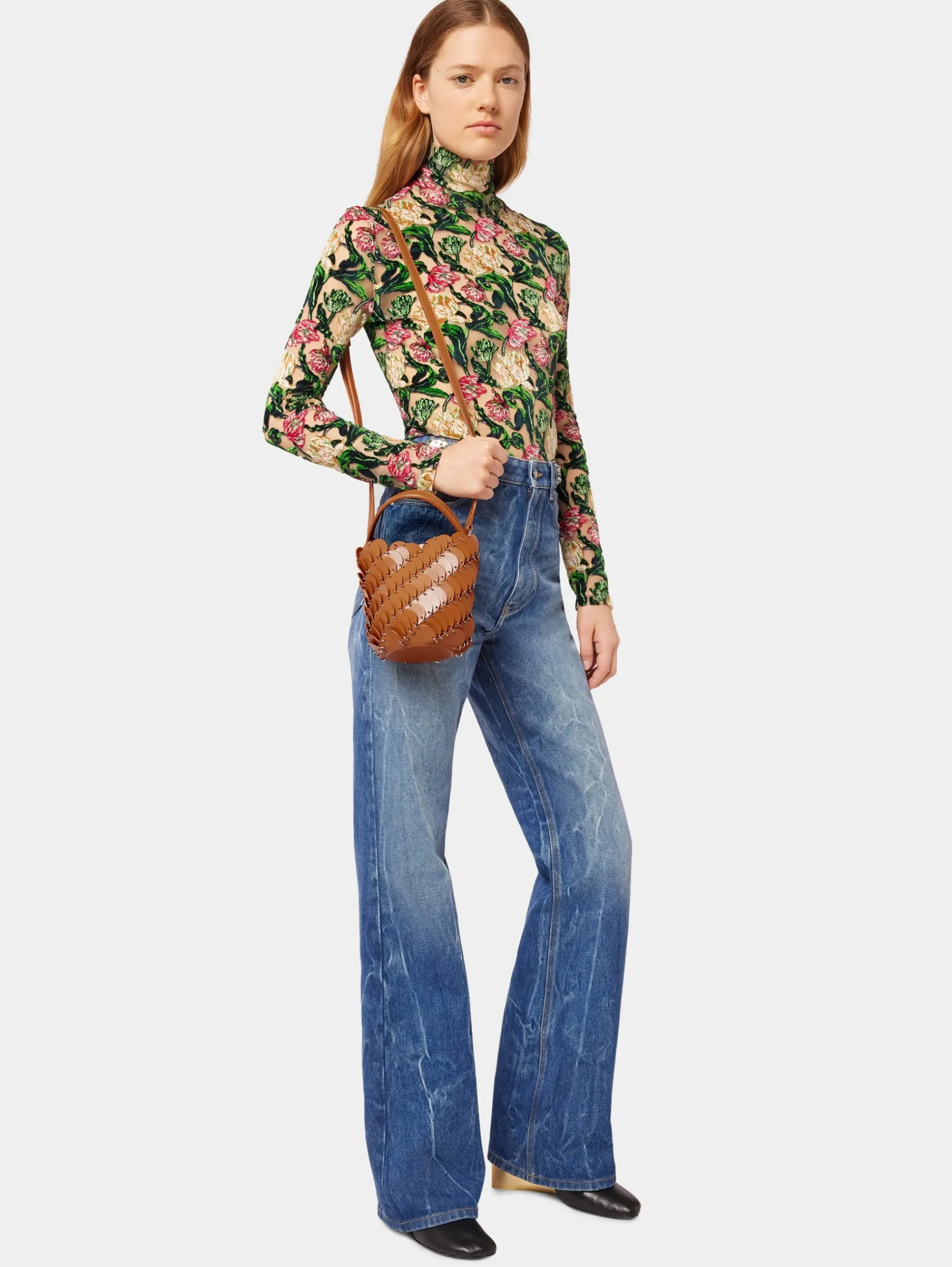 Small Cognac bucket Paco bag in leather | Rabanne Clearance