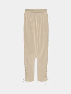 Tailored baggy sand colored pants in wool | Rabanne Flash Sale