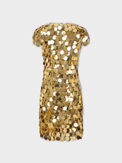 THE ICONIC GOLD SPARKLE DISCS DRESS | Rabanne Hot