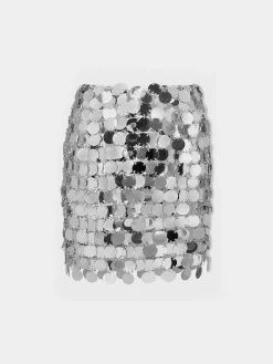 The Silver sparkle discs skirt | Rabanne Shop