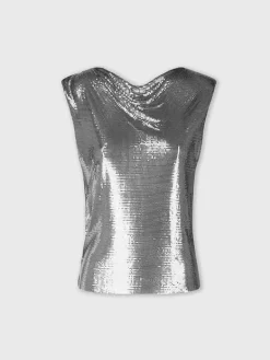 Top in a silver mini mesh | Rabanne Sale