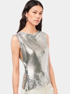 Top in a silver mini mesh | Rabanne Sale