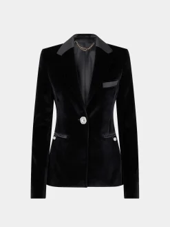 Velvet blazer with satin and crystal details | Rabanne Cheap
