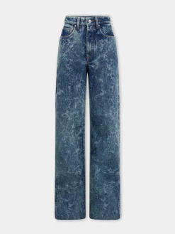 WIDE-LEG JEANS IN WASHED DENIM | Rabanne Clearance
